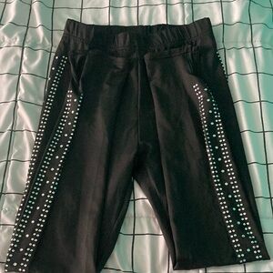 TeensBlack Rhinestone Leggings